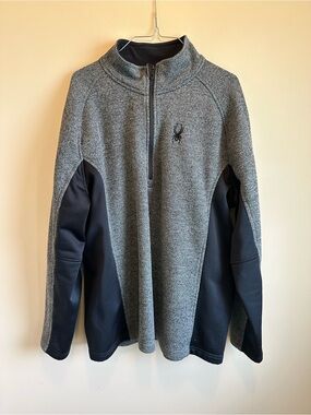 Men’s Spyder Outbound Stryke Half Zip XXL Sweater Jacket Black Gray Mock Neck